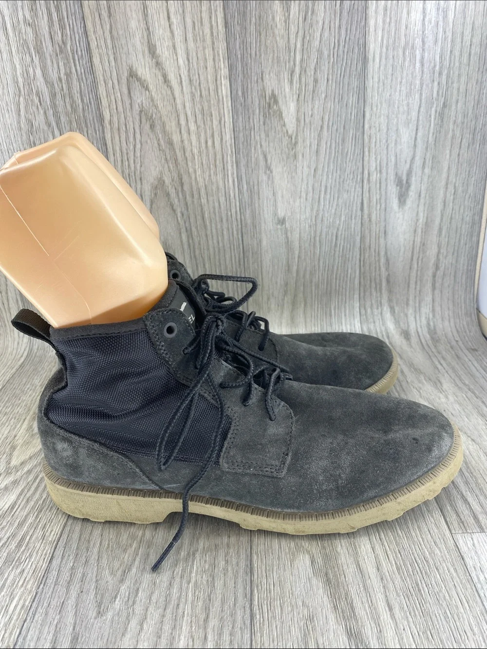 Sorel Men's Black Suede Lace-Up Boots with Tan Sole
